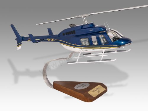 Bell 206 206L-3 Transparent Cabin Wood Replica Scale Custom Helicopter Model