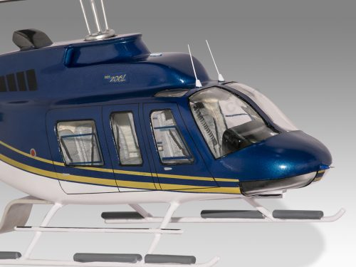 Bell 206 206L-3 Transparent Cabin Wood Replica Scale Custom Helicopter Model