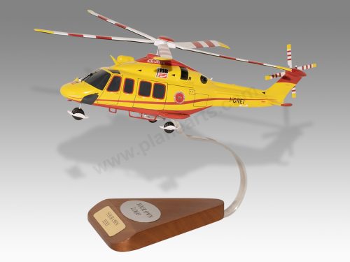 AgustaWestland AW139 Air Green Wood Resin Replica Scale Custom Model Helicopter