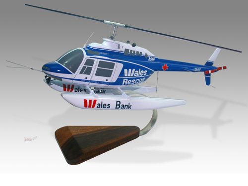 Bell 206 206B Wales Rescue Wood Replica Scale Custom Helicopter Model