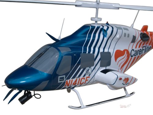 Bell 222U CareFlite Wood Replica Scale Custom Helicopter Model