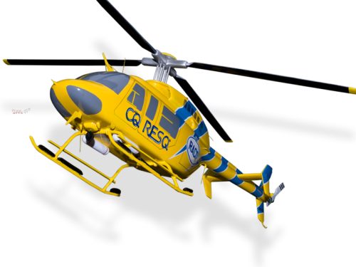 Bell 407 CQ Rescue Wood Replica Scale Custom Helicopter Model