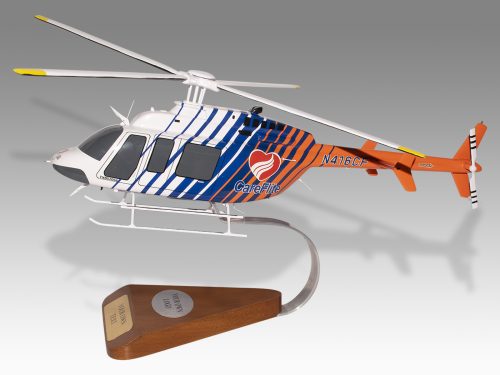 Bell 407 CareFlite Textron Delta Wood Replica Scale Custom Helicopter Model