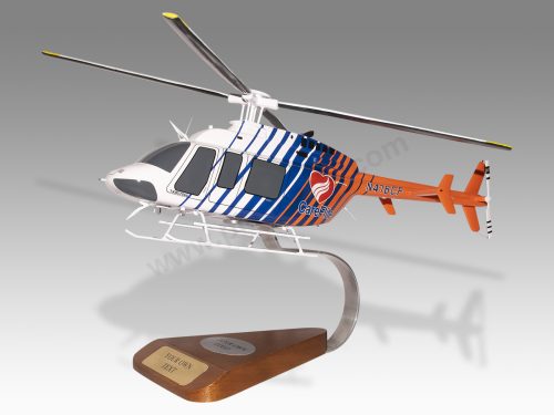 Bell 407 CareFlite Textron Delta Wood Replica Scale Custom Helicopter Model