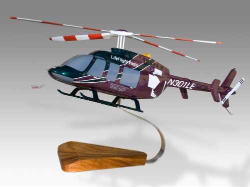 Bell 407 LifeFlight Eagle Version 2 Wood Replica Scale Custom Helicopter Model