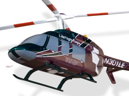Bell 407 LifeFlight Eagle Version 2 Wood Replica Scale Custom Helicopter Model