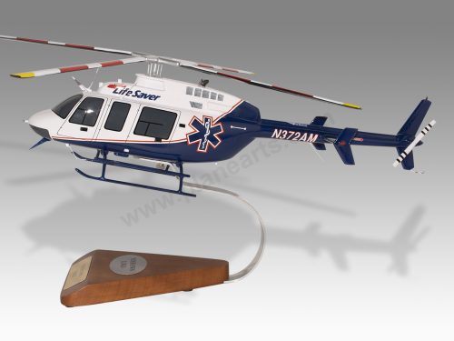 Bell 407 LifeSaver Air Methods Wood Replica Scale Custom Helicopter Model