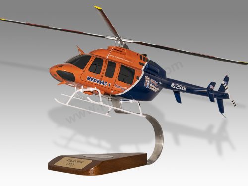 Bell 407 Medevac Hall Critical Care Transport Wood Replica Scale Custom Helicopter Model