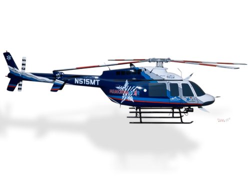Bell 407 Memorial Star Transport Wood Replica Scale Custom Helicopter Model