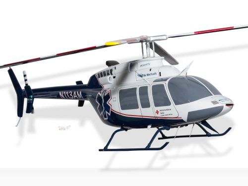 Bell 407 Mercy Air Methods Wood Replica Scale Custom Helicopter Model