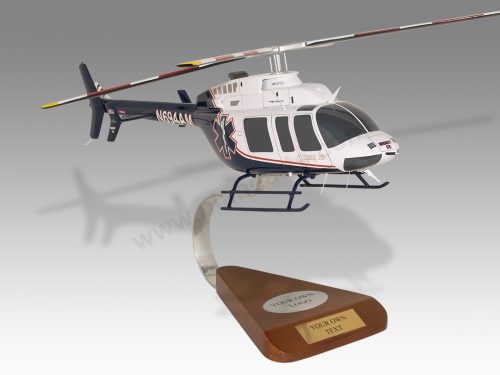 Bell 407 Mercy Air Wood Resin Replica Scale Custom Model Helicopter