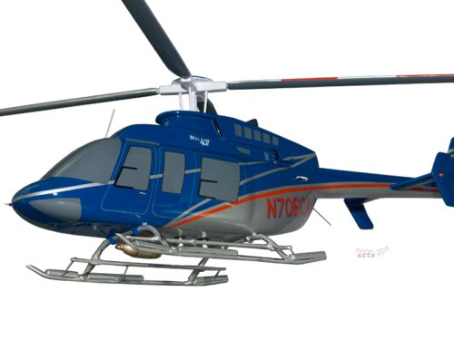 Bell 407 Caribbean Industrial Construction Wood Replica Scale Custom Model Helicopter