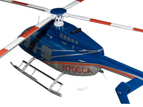 Bell 407 Caribbean Industrial Construction Wood Replica Scale Custom Model Helicopter