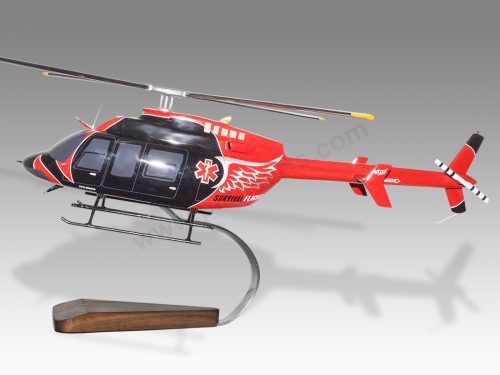 Bell 407 Unity Health's Survival Flight Wood Replica Scale Custom Helicopter Model