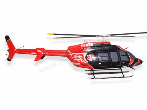 Bell 407 Unity Health's Survival Flight Wood Replica Scale Custom Helicopter Model