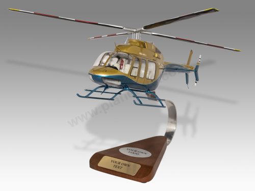 Bell 407 407GXi Transparent Interior Version Wood Replica Scale Transparent Custom Helicopter Model