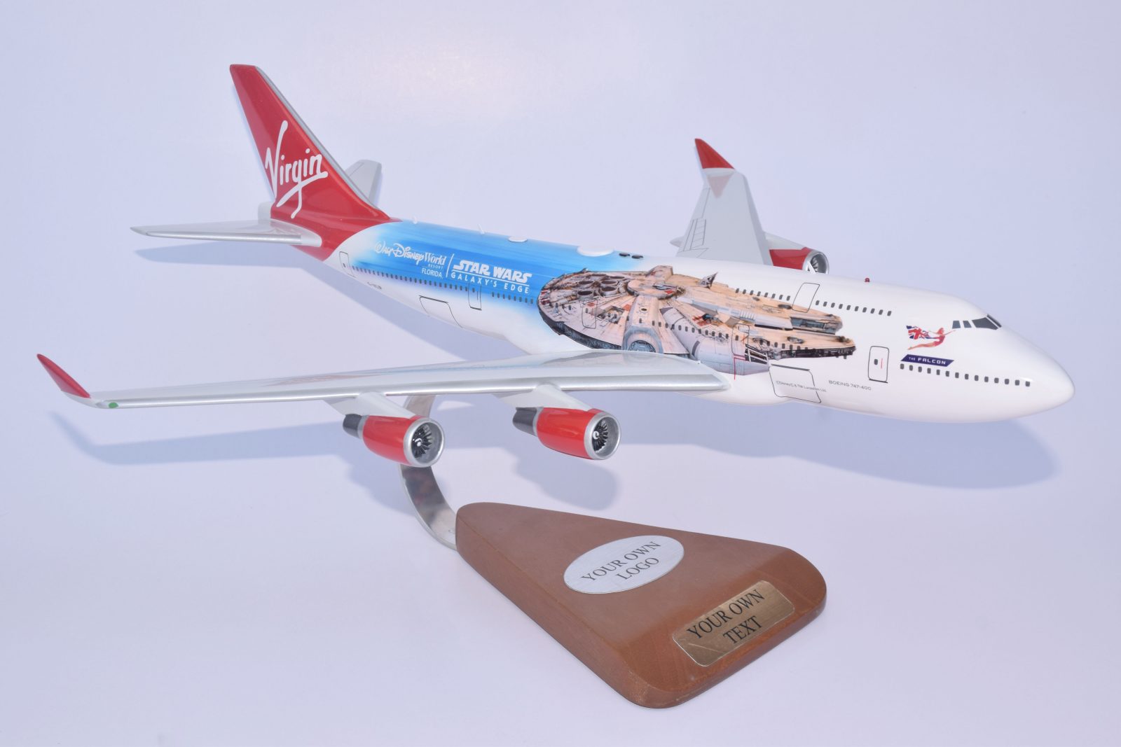 Boeing 747-400 Virgin Atlantic Star Wars Wood Replica Scale Custom Model Aircraft
