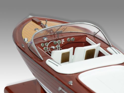 Maquette du. RUNABOUT “RAMA” Blanc Runabout Boat Replica Wood Model