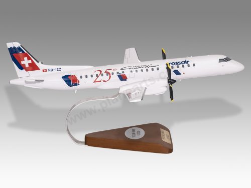 Saab 2000 Crossair 25th Wood Resin Replica Scale Custom Model Aircraft