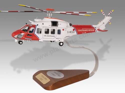 AgustaWestland AW189 Coastguard Rescue Wood Handcrafted Replica Display Model