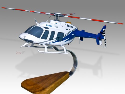 Bell 407 ZS-MCC Wood Replica Scale Custom Helicopter Model