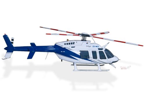 Bell 407 ZS-MCC Wood Replica Scale Custom Helicopter Model