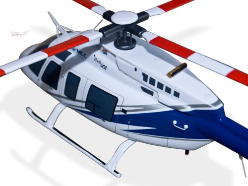 Bell 407 ZS-MCC Wood Replica Scale Custom Helicopter Model