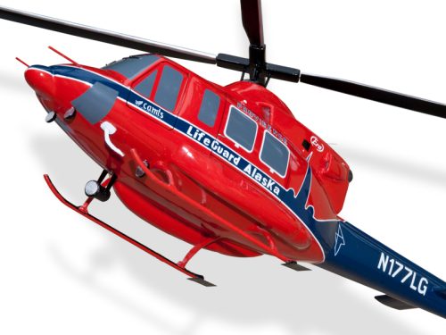 Bell 412 Alaska Lifeguard Wood Handcrafted Replica Display Model