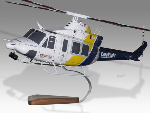 Bell 412 CareFlight Wood Handcrafted Replica Display Model