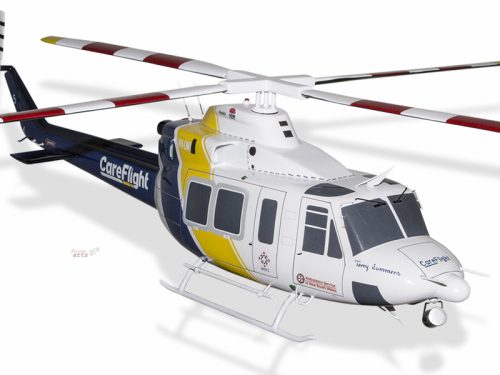 Bell 412 CareFlight Wood Handcrafted Replica Display Model