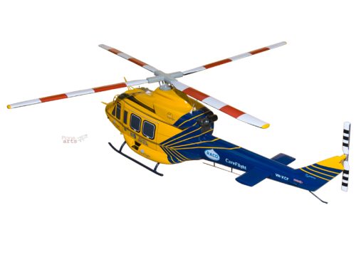 Bell 412 CareFlight Wood Handcrafted Replica Display Model