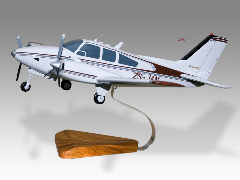 Beech 55 Baron Airplane Wood Handcrafted Replica Display Model