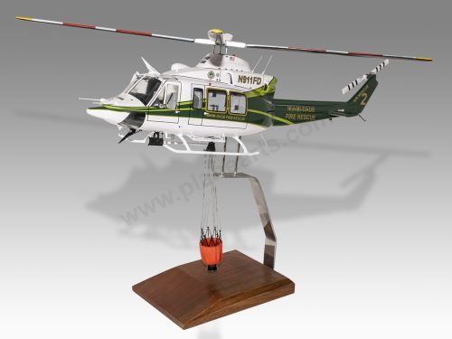 Bell 412 Miami Dade Fire Wood Handcrafted Replica Display Model