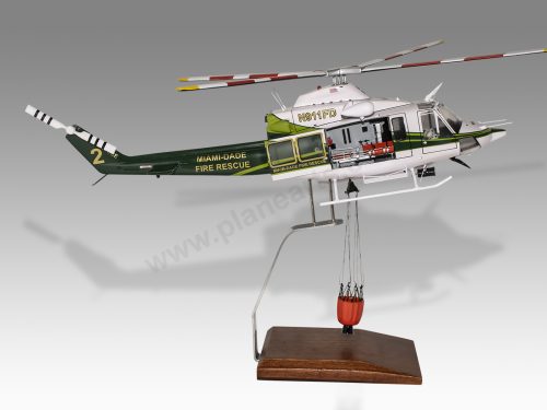 Bell 412 Miami Dade Fire Wood Handcrafted Replica Display Model