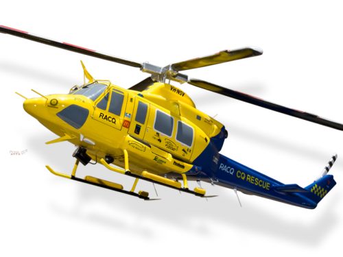 Bell 412 RACQ CQ Rescue Wood Handcrafted Replica Display Model