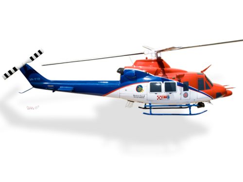 Bell 412 Queensland Emergency Services Wood Handcrafted Replica Display Model