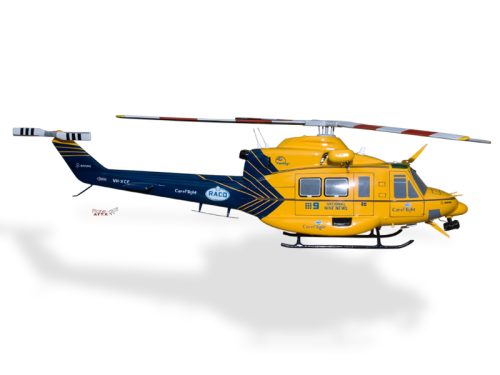 Bell 412 RACQ CareFlight Queensland Wood Handcrafted Replica Display Model