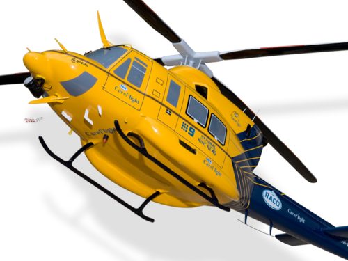 Bell 412 RACQ CareFlight Queensland Wood Handcrafted Replica Display Model