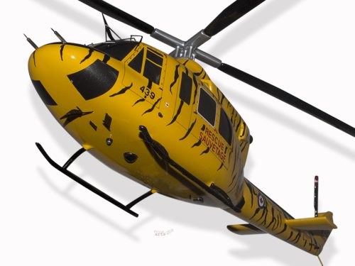 Bell 412 UH-1 Griffin Rescue Sauvetage Wood Handcrafted Replica Display Model