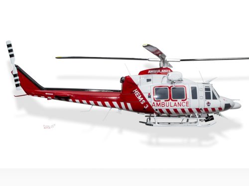 Bell 412EP Air Ambulance Victoria HEMS 3 Wood Handcrafted Replica Display Model