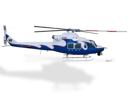 Bell 412EP Miyazaki Prefecture Wood Handcrafted Replica Display Model