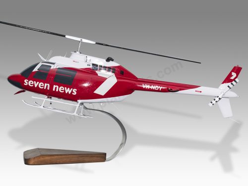 Bell 206 Jetranger Channel 7 News Wood Handcrafted Replica Display Model