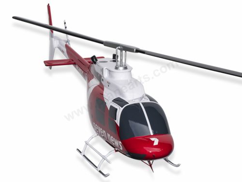 Bell 206 Jetranger Channel 7 News Wood Handcrafted Replica Display Model