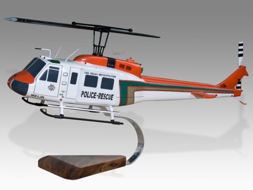 Bell UH-1N Twin Huey Las Vegas Police Rescue Wood Handcrafted Replica Display Model