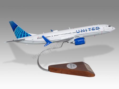 Boeing 737 MAX 9 United Wood Handcrafted Replica Display Model