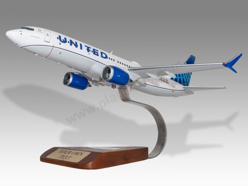 Boeing 737 MAX 9 United Wood Handcrafted Replica Display Model