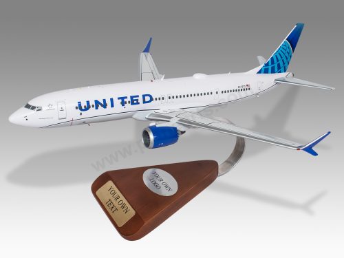 Boeing 737 MAX 9 United Wood Handcrafted Replica Display Model